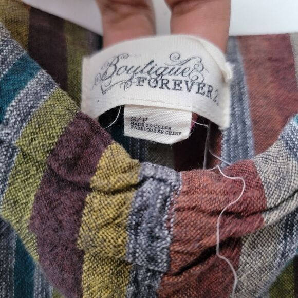 FOREVER 21 BOUTIQUE Earh Colors Striped Romper Size Small - Picture 3 of 7